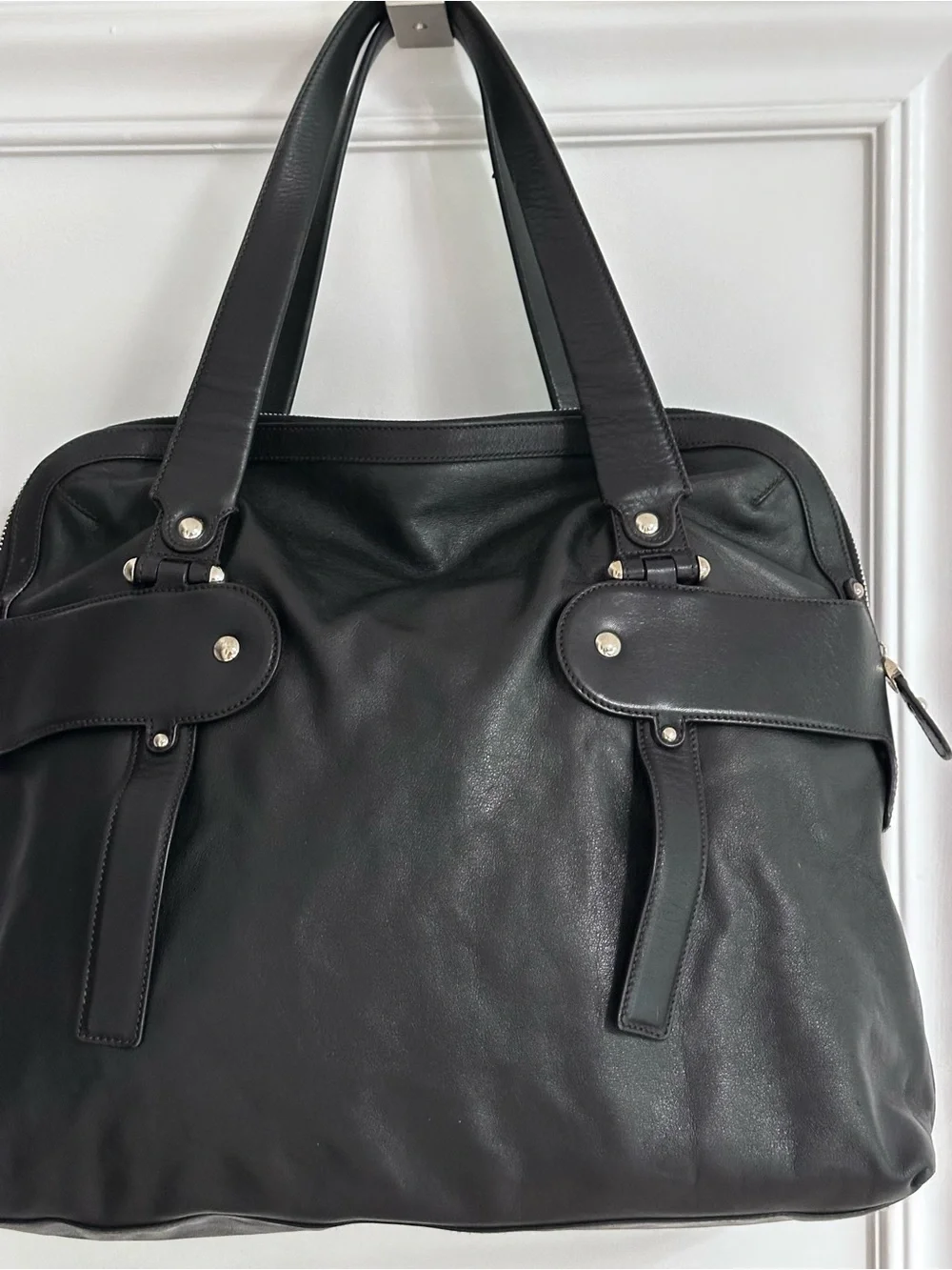 Salvatore Ferragamo Lambskin Leather Structured Tote Bag